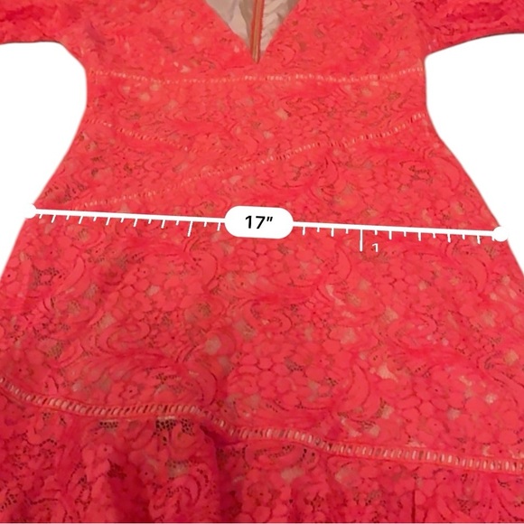 RTR Stylestalker Ari Red Lace V Neck Half Sleeve Sheath Mini Dress Sz M - Picture 10 of 11